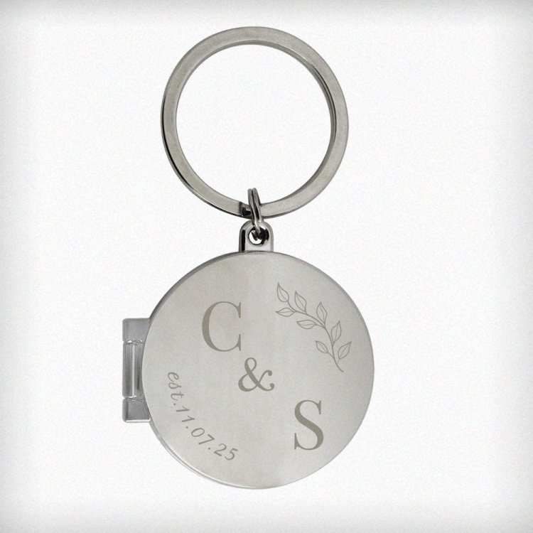 Modal Additional Images for Personalised Foliage Couples Photo Keyring