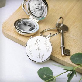 (image for) Personalised Foliage Couples Photo Keyring
