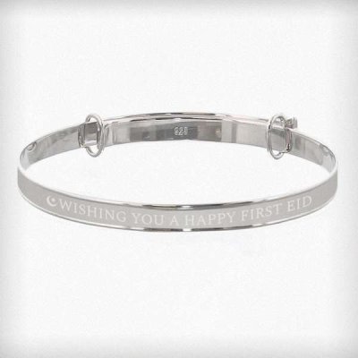 (image for) Personalised Eid Sterling Silver Childs Expanding Diamante Star Bracelet