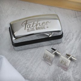 (image for) Personalised Father of the Bride Wedding Cufflinks and Box Set