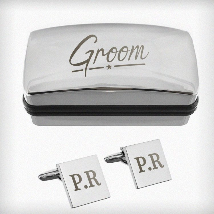 Modal Additional Images for Personalised Groom Wedding Cufflinks and Box Set