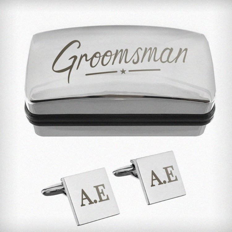 Modal Additional Images for Personalised Groomsman Wedding Cufflinks and Box Set