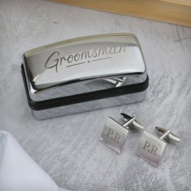 (image for) Personalised Groomsman Wedding Cufflinks and Box Set