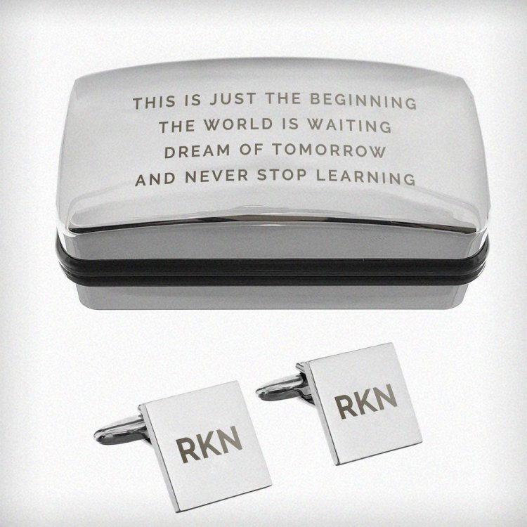 Modal Additional Images for Personalised Initial Cufflinks & Engraved Box