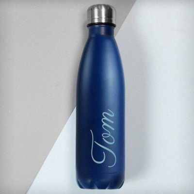 (image for) Personalised Blue Metal Insulated Drinks Bottle