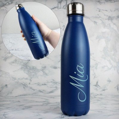 (image for) Personalised Blue Metal Insulated Drinks Bottle