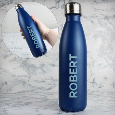 (image for) Personalised Bold Name Blue Metal Insulated Drinks Bottle