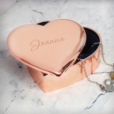 (image for) Personalised Name Only Rose Gold Heart Trinket Box