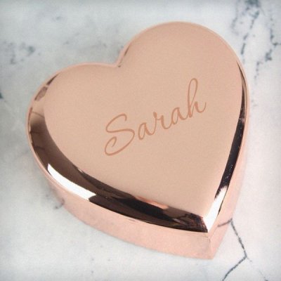 (image for) Personalised Name Only Rose Gold Heart Trinket Box
