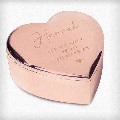(image for) Personalised Free Text Rose Gold Heart Trinket Box