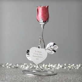 (image for) Personalised Free Text Pink Rose Bud Ornament