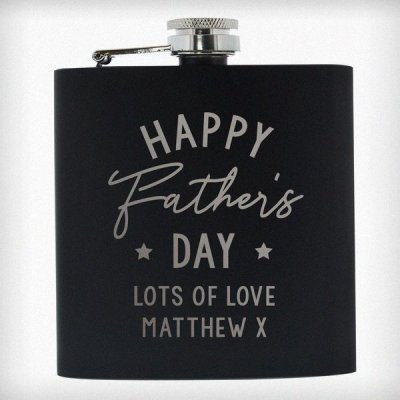 (image for) Personalised Father's Day Black Hip Flask