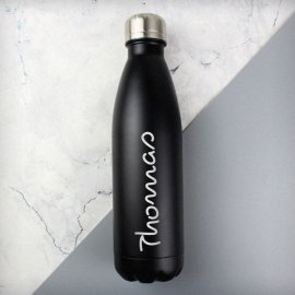 (image for) Personalised Name Only Island Black Metal Insulated Drinks Bottle