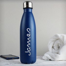 (image for) Personalised Name Only Island Blue Metal Insulated Drinks Bottle