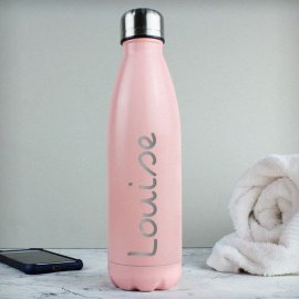 (image for) Personalised Name Only Island Pink Metal Insulated Drinks Bottle