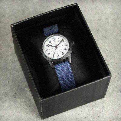 (image for) Personalised Black with Blue Canvas Strap Boys Watch