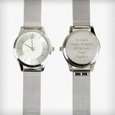 (image for) Personalised Silver with Mesh Style Strap Watch