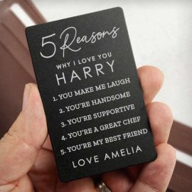 (image for) Personalised 5 Reasons Why I Love You Black Wallet Card
