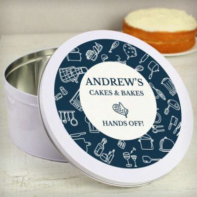 (image for) Personalised Navy Kitchen Design Cake Tin