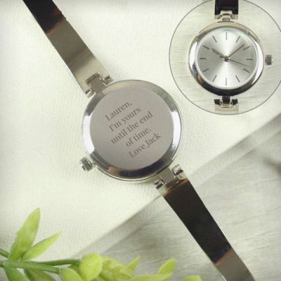 (image for) Personalised Silver Ladies Watch With Silver Slider Clasp