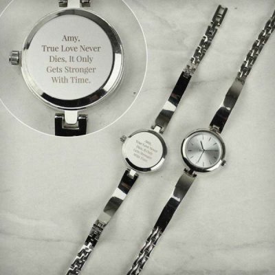 (image for) Personalised Silver Ladies Watch With Silver Slider Clasp