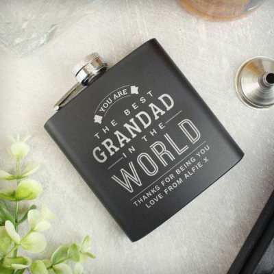 (image for) Personalised Best in The World Black Hip Flask