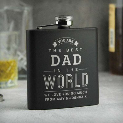 (image for) Personalised Best in The World Black Hip Flask