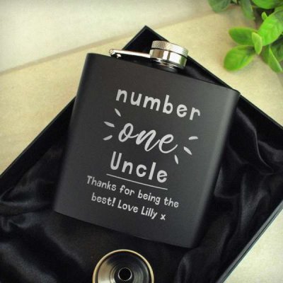 (image for) Personalised Number One Black Hip Flask