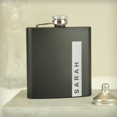 (image for) Personalised Name Only Black Hip Flask