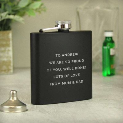 (image for) Personalised Free Text Black Hip Flask
