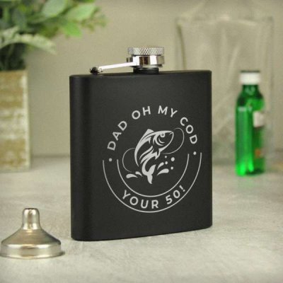 (image for) Personalised Fishing Black Hip Flask