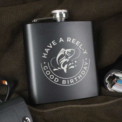 (image for) Personalised Fishing Black Hip Flask