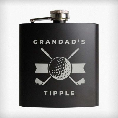 (image for) Personalised Golf Black Hip Flask