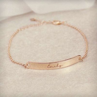 (image for) Personalised Name Only Rose Gold Tone Bar Bracelet