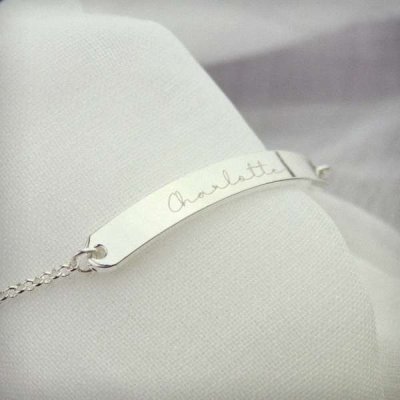 (image for) Personalised Name Only Silver Tone Bar Bracelet