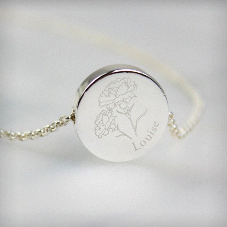 Modal Additional Images for Personalised January Birth Flower Necklace and Box