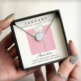 (image for) Personalised January Birth Flower Necklace and Box