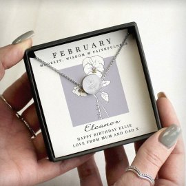 (image for) Personalised February Birth Flower Necklace and Box