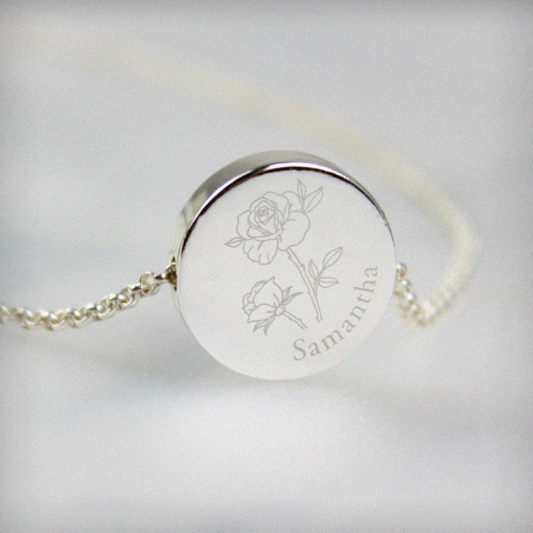 Modal Additional Images for Personalised June Birth Flower Necklace and Box
