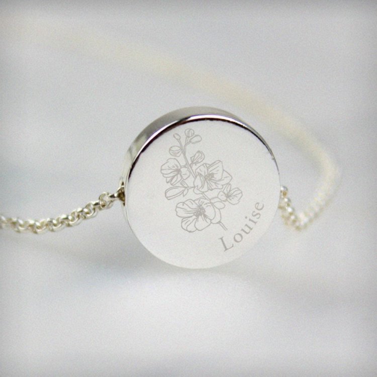 Modal Additional Images for Personalised July Birth Flower Necklace and Box
