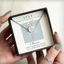 (image for) Personalised July Birth Flower Necklace and Box
