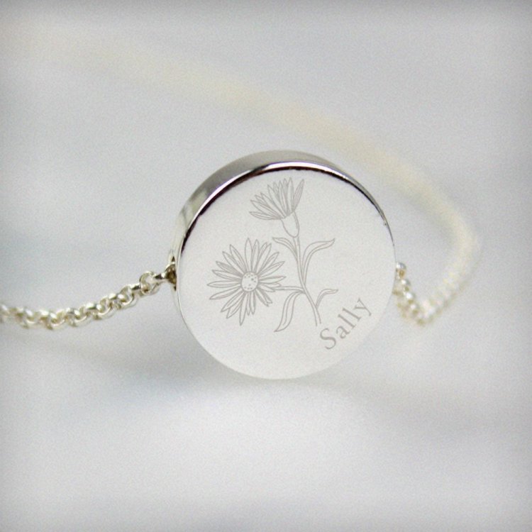 Modal Additional Images for Personalised September Birth Flower Necklace and Box