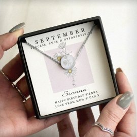 (image for) Personalised September Birth Flower Necklace and Box