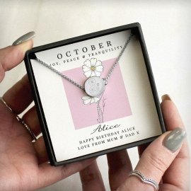 (image for) Personalised October Birth Flower Necklace and Box