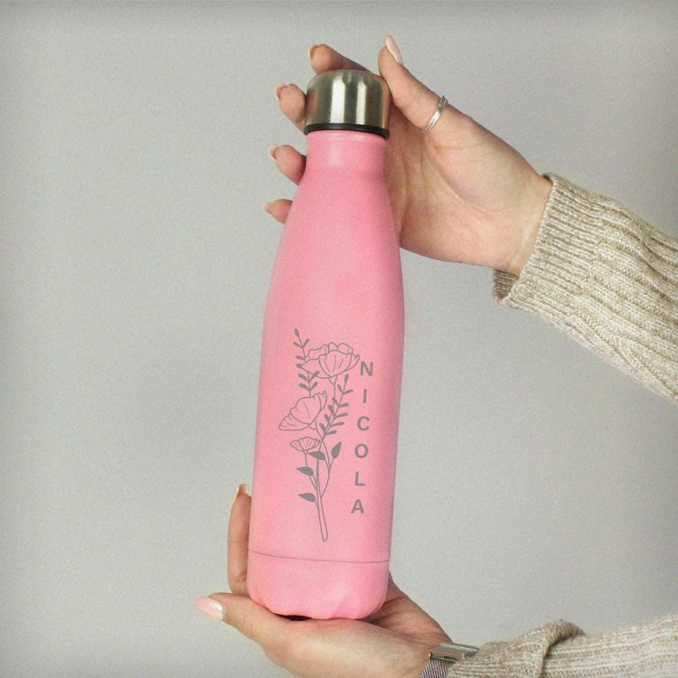 Modal Additional Images for Personalised Floral Pink Metal Insulated Drinks Bottle