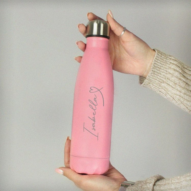 Modal Additional Images for Personalised Heart Pink Metal Insulated Drinks Bottle