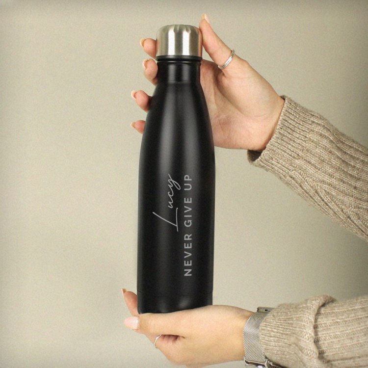 Modal Additional Images for Personalised Two Lines Black Metal Insulated Drinks Bottle