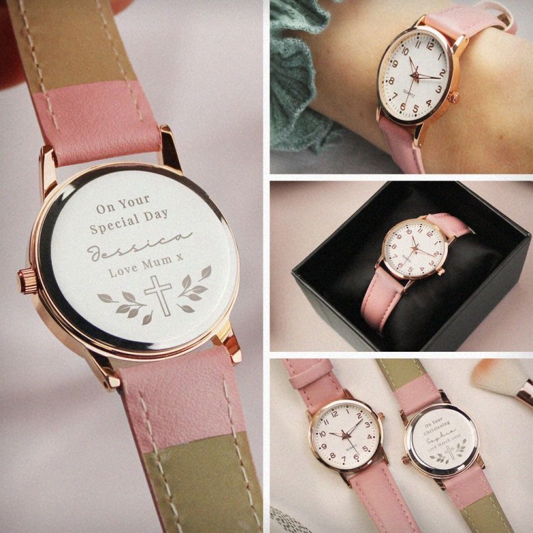 Modal Additional Images for Personalised Holy Communion/Christening Pink Watch