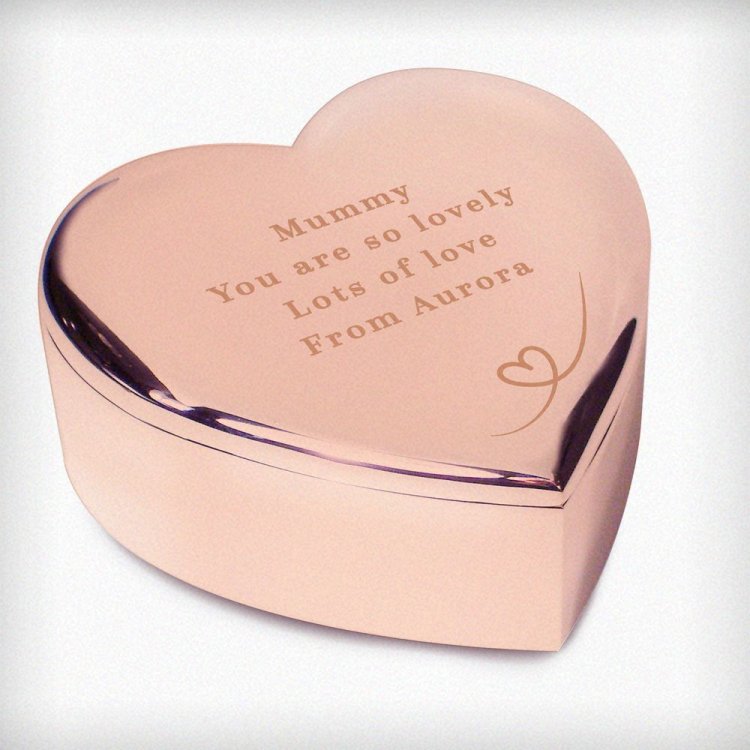 Modal Additional Images for Personalised Rose Gold Heart Trinket Box
