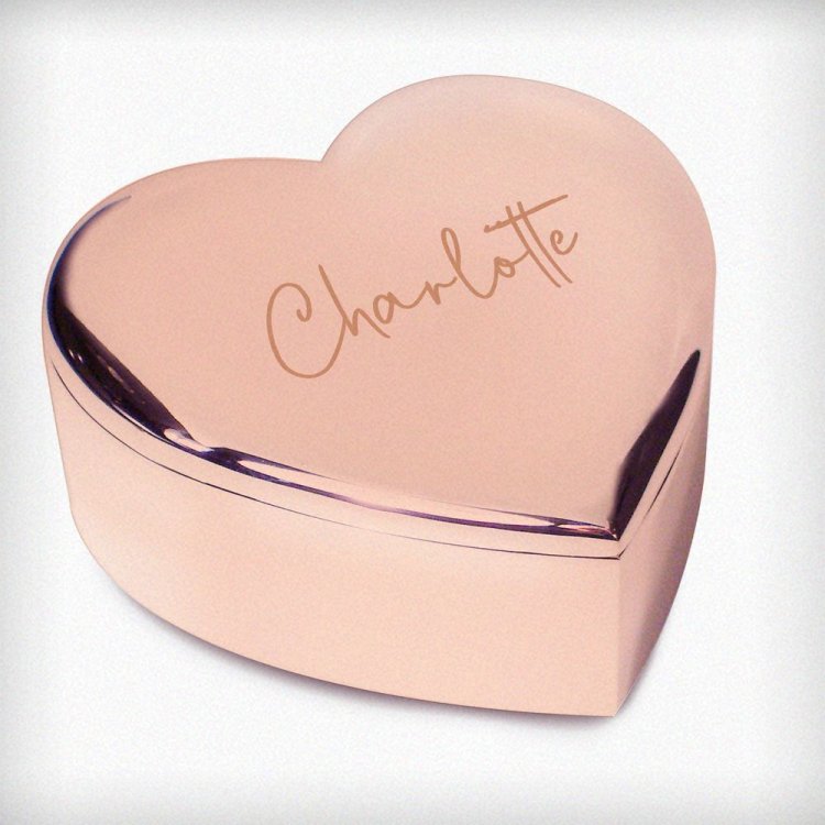 Modal Additional Images for Personalised Engraved Rose Gold Heart Trinket Box